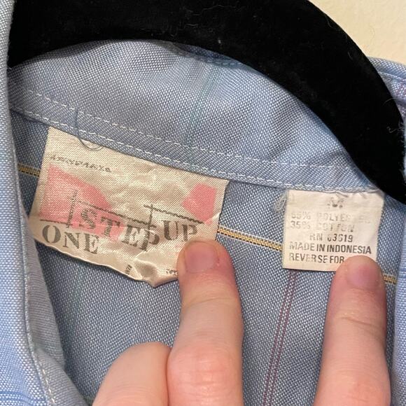 Vintage M pastel button up long sleeve blouse plaid academia Barbie corpcore - Picture 4 of 7